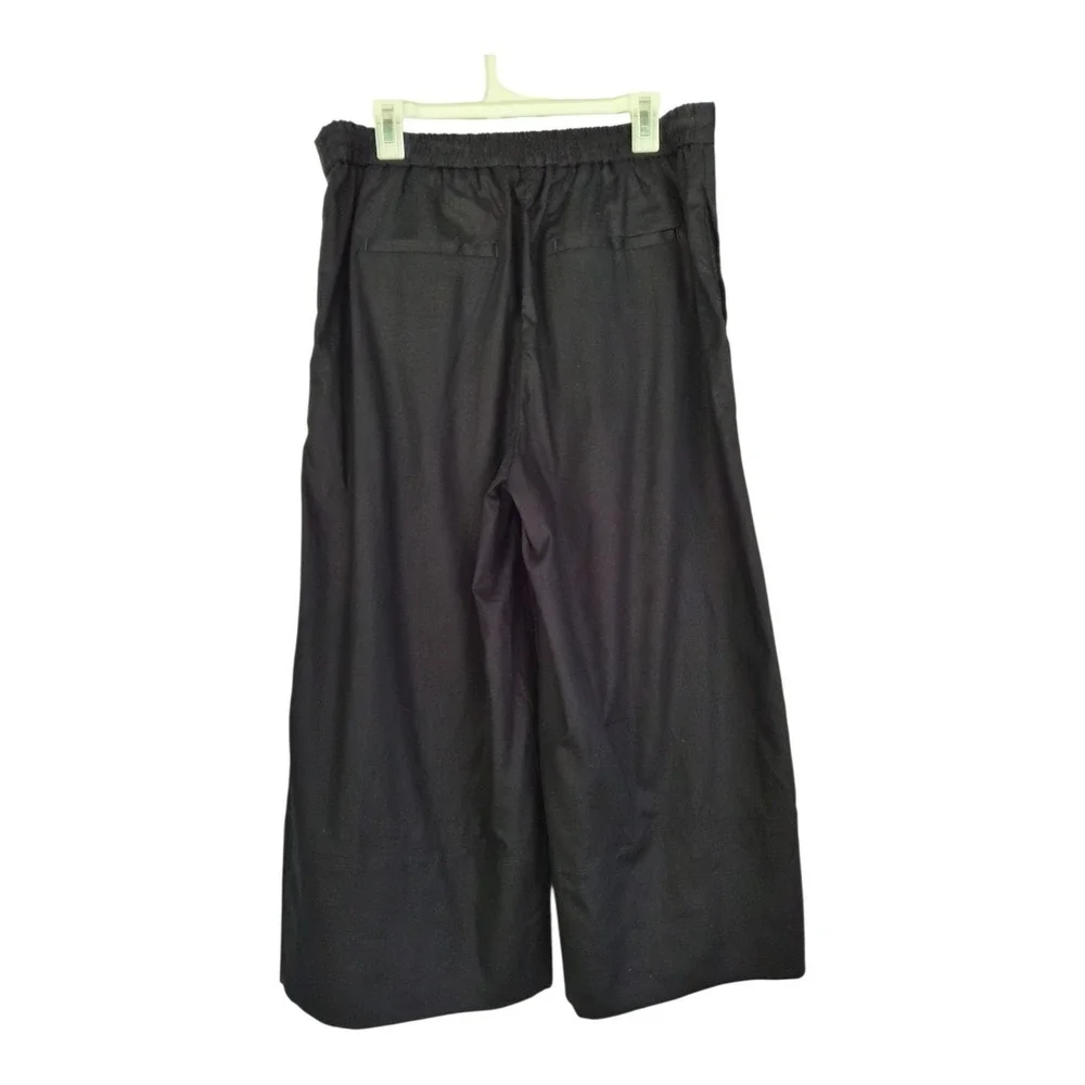 Banana Republic Wide Leg Cropped Pants Large Black Linen Blend High Rise NWT
